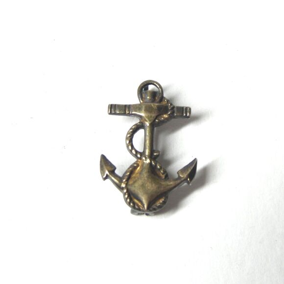 Ship Anchor & Rope Vintage Lapel Pin Collar Insignia 1/2" - Picture 1 of 6